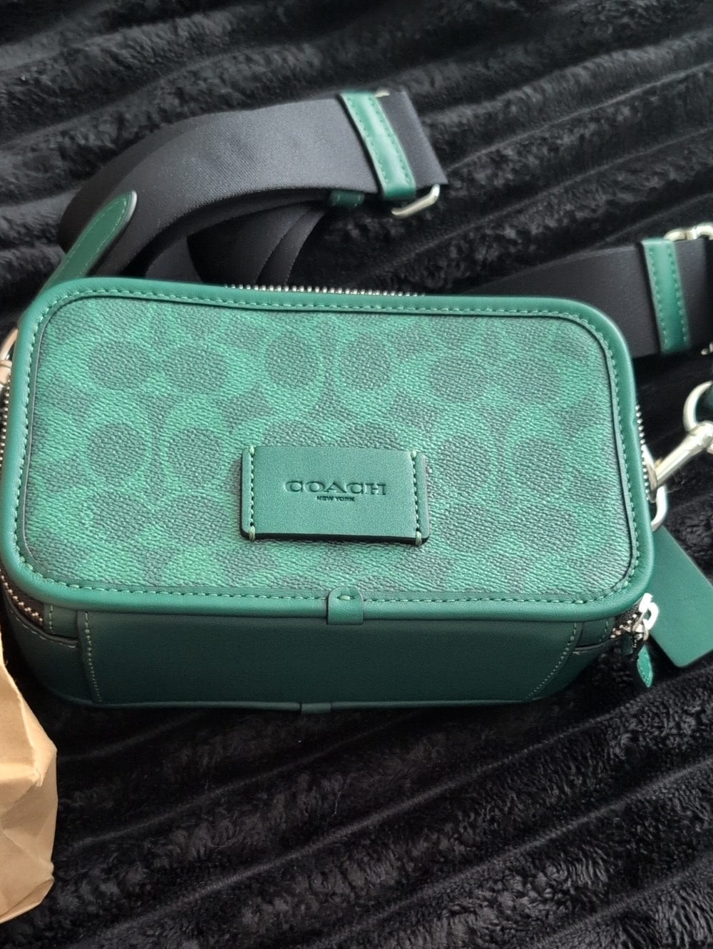 Coach Teal Signature Canvas Crossbody Camera Bag